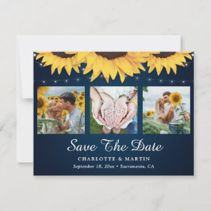 Navy Blue Sunflower 3 Photo Enregistrer Les Cartes