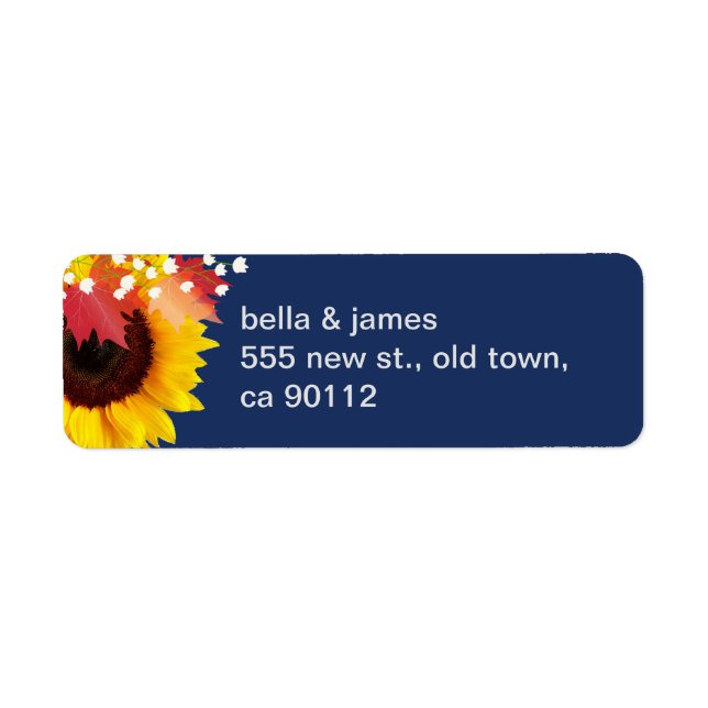 Navy Blue Sunflower Rücksendeadressen-Aufkleber (Vorne)