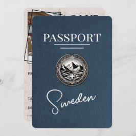 Navy Blue Sweden Passport Save the Date