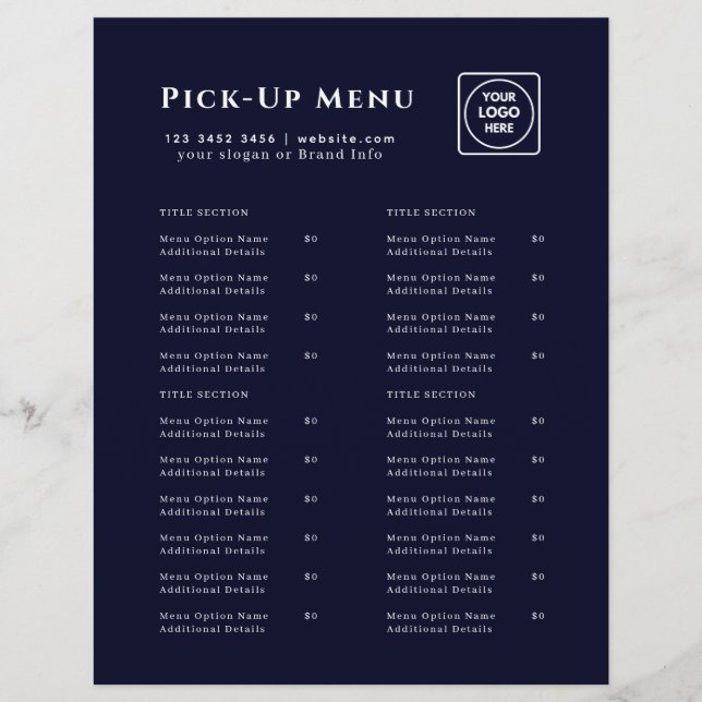Navy Blue-Takeout-Logo | Restaurant Flyer (Vorne)