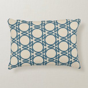 Navy Blue Taupe Geo Design Dekokissen
