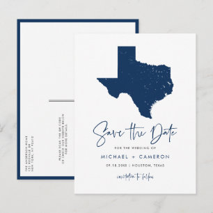 Navy Blue Texas Staat Karte QR-Code Save the Date