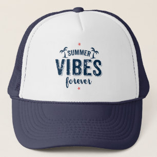 Navy Blue Text Design Summer Vibes Forever Truckerkappe