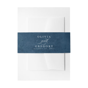 Navy Blue Textured Modern Minimal Wedding Einladungsbanderole