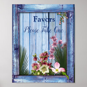 Navy - Blue Textured & Pink Blume Poster