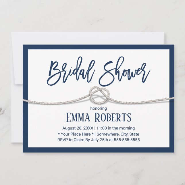 Navy Blue The Tying the Knot Minimalistisches Brau Einladung (Vorderseite)