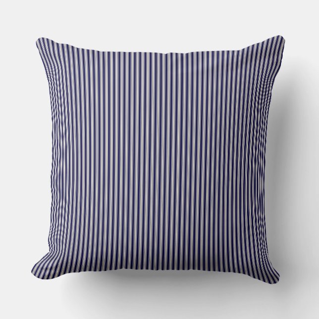 Navy Blue Ticking Strip Cushion Kissen (Vorderseite)