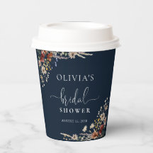 Navy Blue Tiny Wildblume Brautparty Paper Cups
