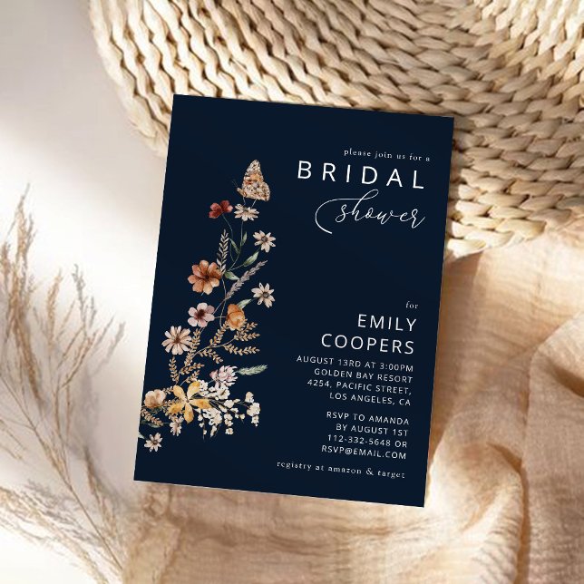 Navy Blue Tiny Wildblume Bridal Dusche Einladung (Von Creator hochgeladen)