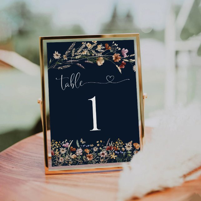 Navy Blue Tiny Wildblume Wedding Tischnummer (Von Creator hochgeladen)