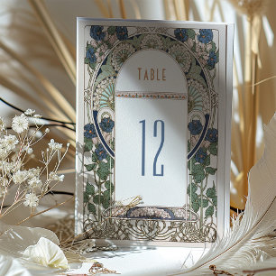 Navy Blue Tischnummer Vintage Jugendstil Hochzeit