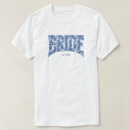Navy Blue Toile BRIDE Engagement Shower Bach Party T-Shirt