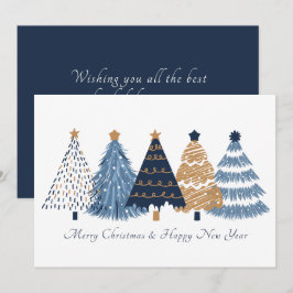 Navy Blue Trees Weihnachts-Weihnachtskarte Ankündigung