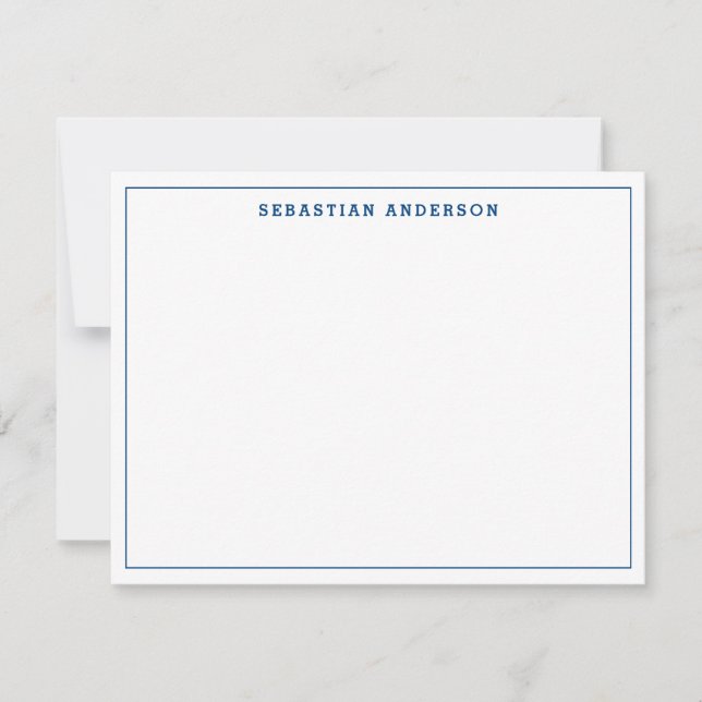 Navy Blue Trendy Formal Typografie Thin Border Mitteilungskarte (Vorderseite)
