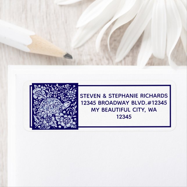 Navy Blue Turtle Garden Floral Snail Niedlich Delf (Insitu)