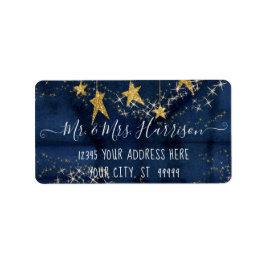 Navy Blue Twinkle Little Star Gold Rücksendeadress Adressaufkleber