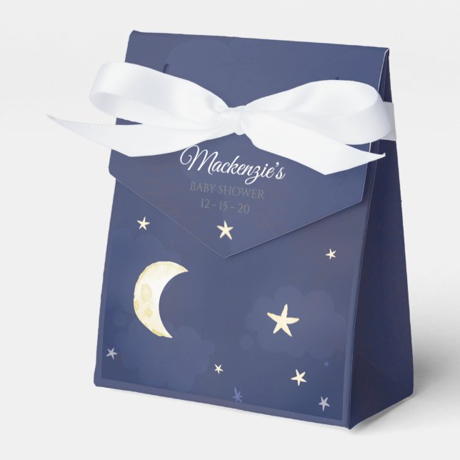 Navy Blue Twinkle Little Star Sky Baby Dusche Geschenkschachtel (Vorderseite)