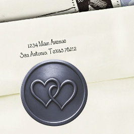 Navy  Blue Two Hearts Intertwined Wedding Runder Aufkleber