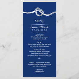 Navy Blue Tying the Knot Nautical Wedding Menu Menükarte