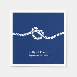 Navy Blue Tying the Knot Nautical Wedding Serviette