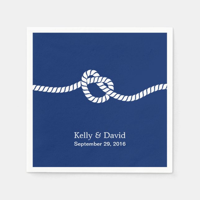 Navy Blue Tying the Knot Nautical Wedding Serviette (Vorderseite)
