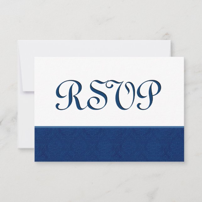 Navy Blue UAWG Damask Wedding C108 RSVP Karte (Vorderseite)