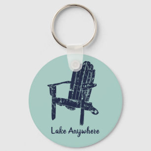 Navy Blue und Aqua Adirondack Lehrstuhl Personalis Schlüsselanhänger
