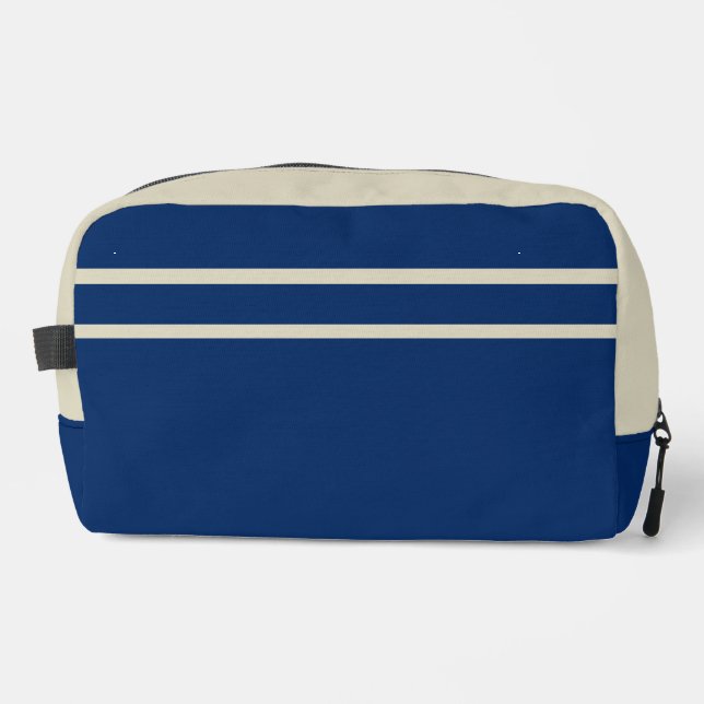 Navy Blue und Beige Dopp Kit Waschbeutel (Vorderseite)