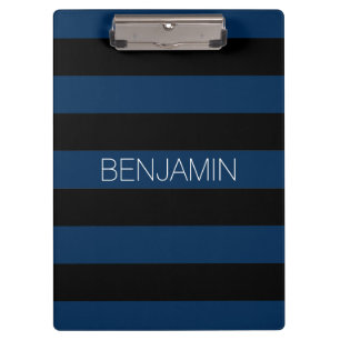 Navy Blue und Black Rugby Stripes mit Individuelle Klemmbrett