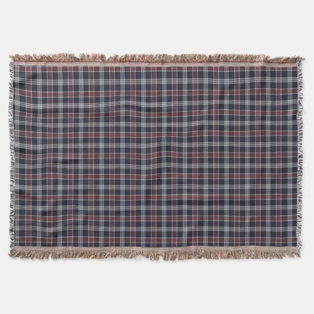 Navy Blue und Burgundy Kariert Throw Blanket Decke (Vorderseite)