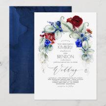 Navy Blue und Burgundy Red Blume Elegante Hochzeit