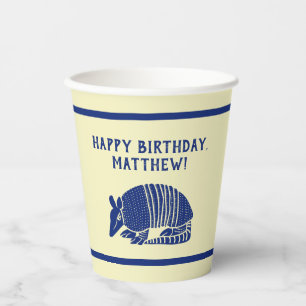 Navy Blue und Cream Armadillo Personalisiertes Par Pappbecher
