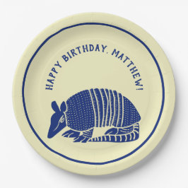 Navy Blue und Cream Armadillo Personalisiertes Par Pappteller