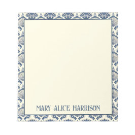 Navy Blue und Cream Seashell Pattern Notizblock