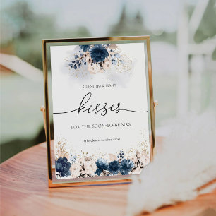 Navy Blue und Dusty Rose Guest wie viele Kisses Sockelschild