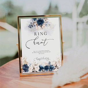 Navy Blue und Dusty Rose Ring Hunt Sign Sockelschild