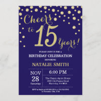Navy Blue und Gold 15. Geburtstag Diamond
