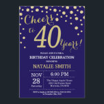 Navy Blue und Gold 40. Geburtstag Diamond Einladung<br><div class="desc">30. Geburtstag Einladung mit Navy Blue und Gold Glitzer Diamond Hintergrund. Gold Confetti. Erwachsener zum Geburtstag. Männer oder Frauen zum Geburtstag. Für weitere Anpassungen klicken Sie bitte auf die Schaltfläche "Anpassen" und verwenden Sie unser Designwerkzeug,  um diese Vorlage zu ändern.</div>