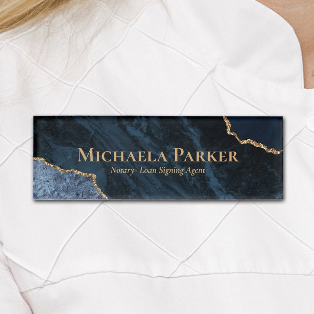 Navy Blue und Gold Agate Geode Namenschild (Von Creator hochgeladen)