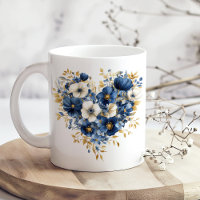 Navy Blue und Gold Blume in Herzform