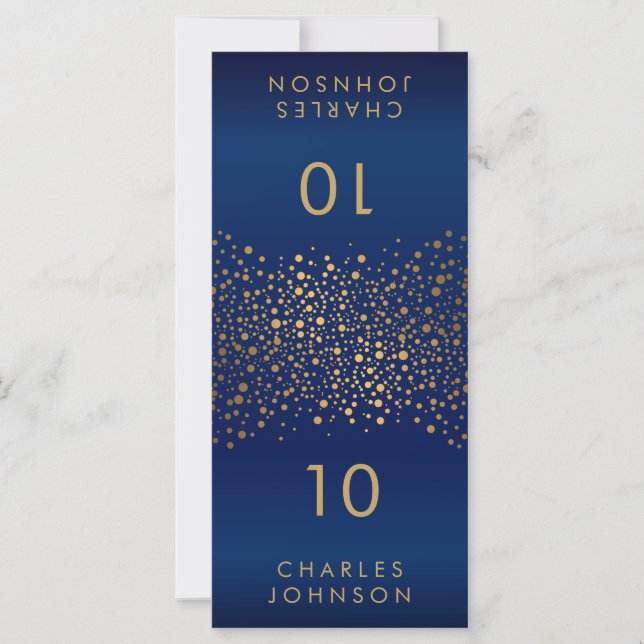 Navy Blue und Gold Confetti Dots Große Platzkarten (Vorderseite)