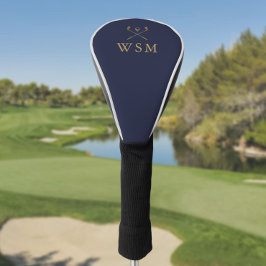 Navy Blue und Gold Custom Monogram Golf Clubs Headcover