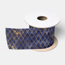 Navy Blue und Gold Dragon Scales Satinband