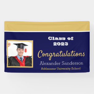 Navy Blue und Gold Glückwunschs Grad Abschluss Banner