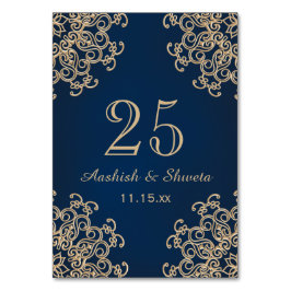 Navy Blue und Gold Indian Style Wedding Number Tischnummer