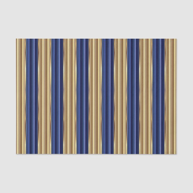Navy Blue und Gold Large Stripes Seidenpapier (Vorderseite)
