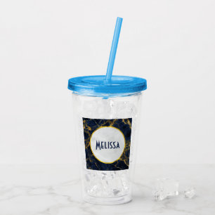 Navy Blue und Gold Marble Moderne Stilvoll Acryltrinkbecher