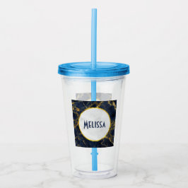 Navy Blue und Gold Marble Moderne Stilvoll Acryltrinkbecher