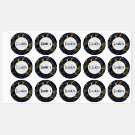 Navy Blue und Gold Marble Moderne Stilvoll Etiketten
