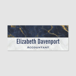Navy Blue und Gold Marble Moderne Stilvoll Namensschild